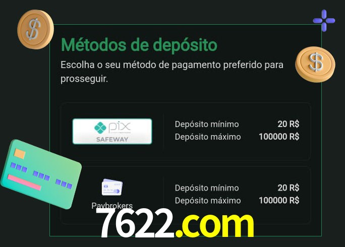 O cassino 7622.com oferece uma grande variedade de métodos de pagamento